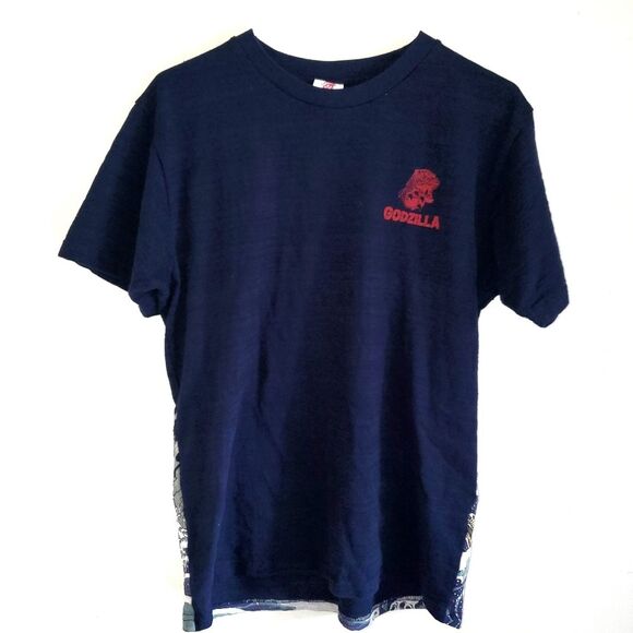 Godzilla Kanagawa Wave Shirt Blue Japanese Ukiyo E Wave Toho Co Gojira Large - Picture 2 of 10